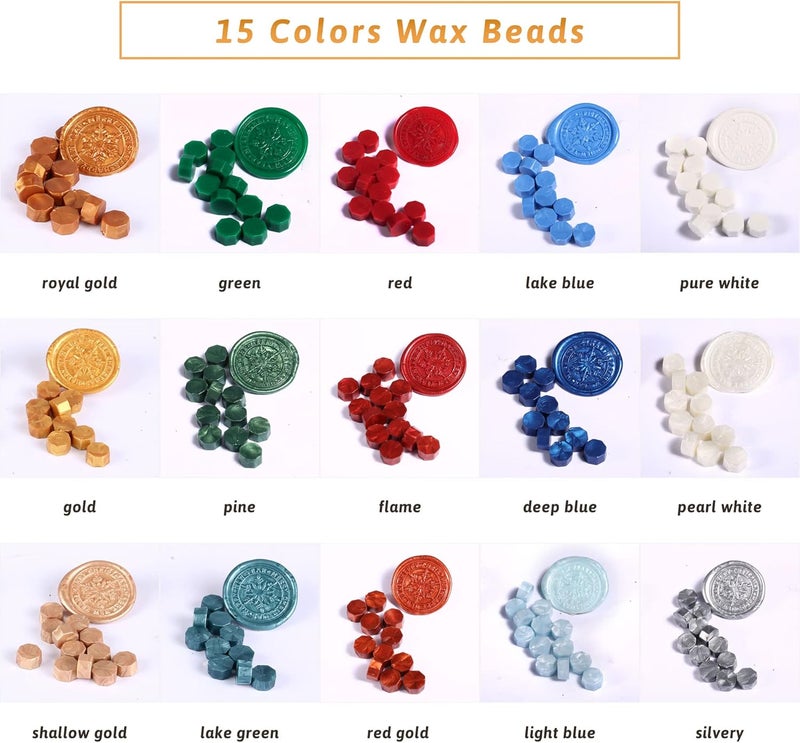 Comealltime Christmas Wax Seal Kit with Snow Sealing Stamp, 25 Colors Sealing Beads Beginner's Set with Warmer, Xmas Washi Stickers, Envelope, Candle, Wax Seal Stamp Kit for Gift and Craft - Image 4